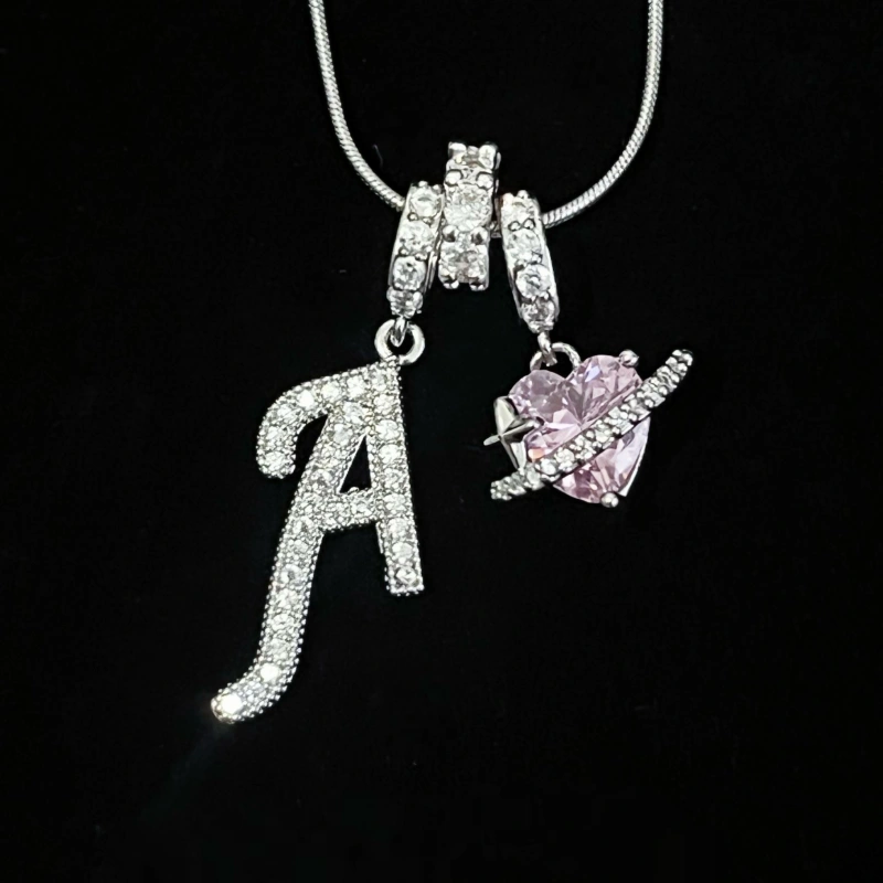 Personalized Initial Zircon Silver Necklace– Birthday Gift, Valentine's Day Gift