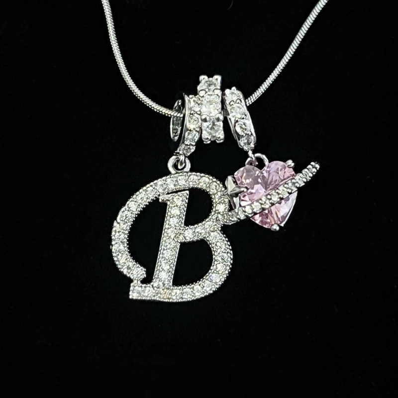 Personalized Initial Zircon Silver Necklace– Birthday Gift, Valentine's Day Gift