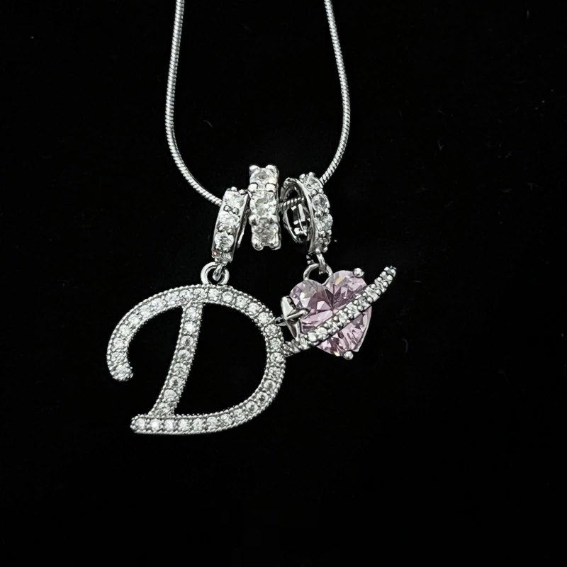 Personalized Initial Zircon Silver Necklace– Birthday Gift, Valentine's Day Gift