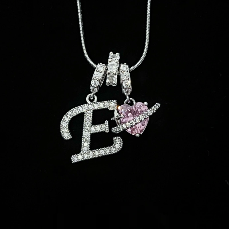 Personalized Initial Zircon Silver Necklace– Birthday Gift, Valentine's Day Gift