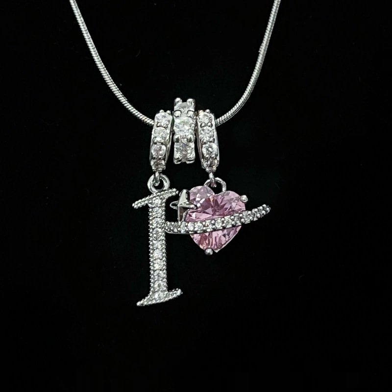 Personalized Initial Zircon Silver Necklace– Birthday Gift, Valentine's Day Gift