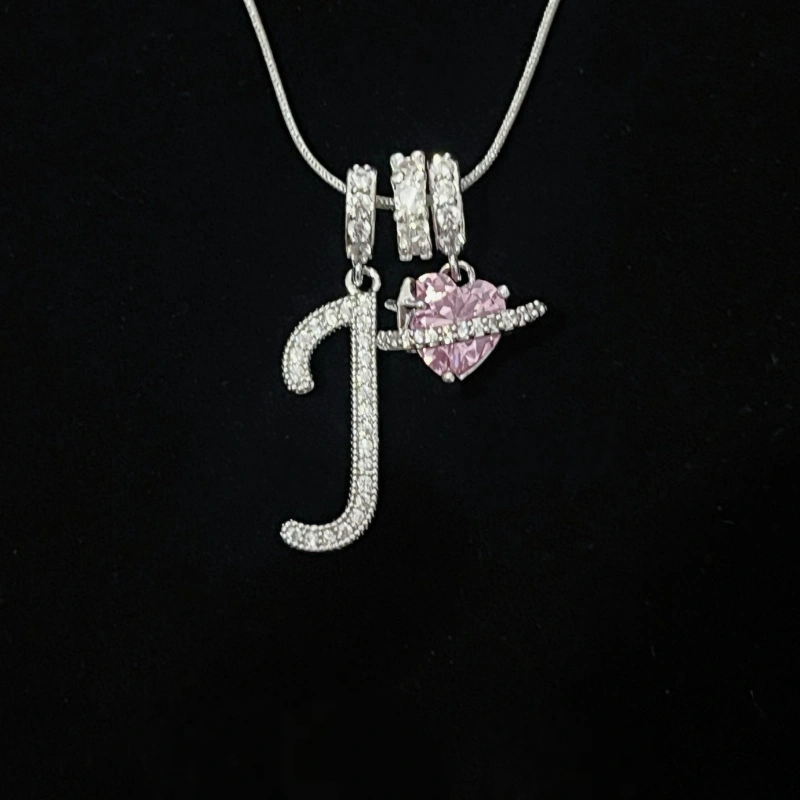 Personalized Initial Zircon Silver Necklace– Birthday Gift, Valentine's Day Gift
