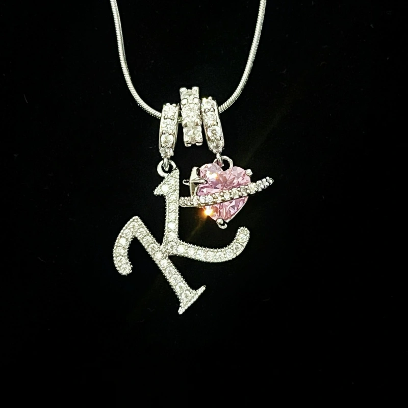 Personalized Initial Zircon Silver Necklace– Birthday Gift, Valentine's Day Gift