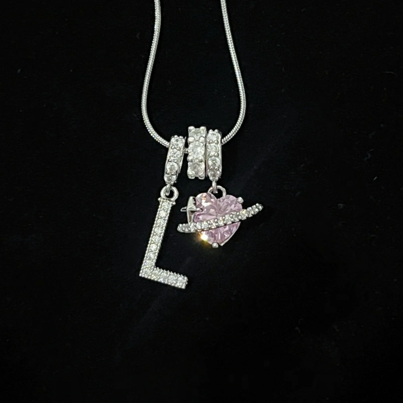 Personalized Initial Zircon Silver Necklace– Birthday Gift, Valentine's Day Gift