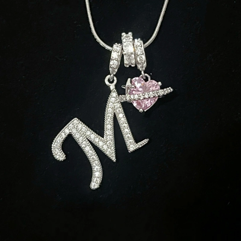 Personalized Initial Zircon Silver Necklace– Birthday Gift, Valentine's Day Gift