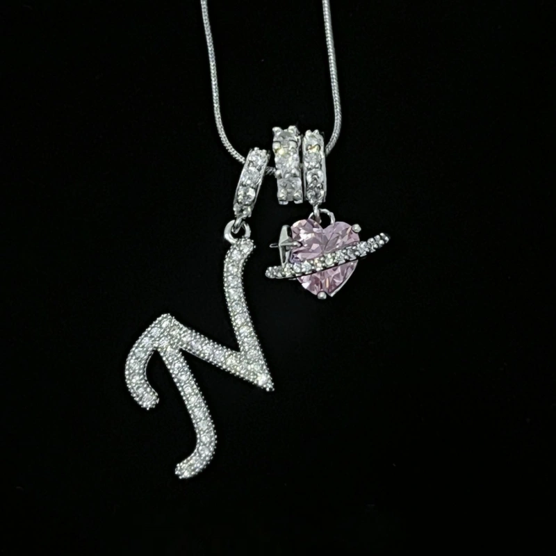 Personalized Initial Zircon Silver Necklace– Birthday Gift, Valentine's Day Gift