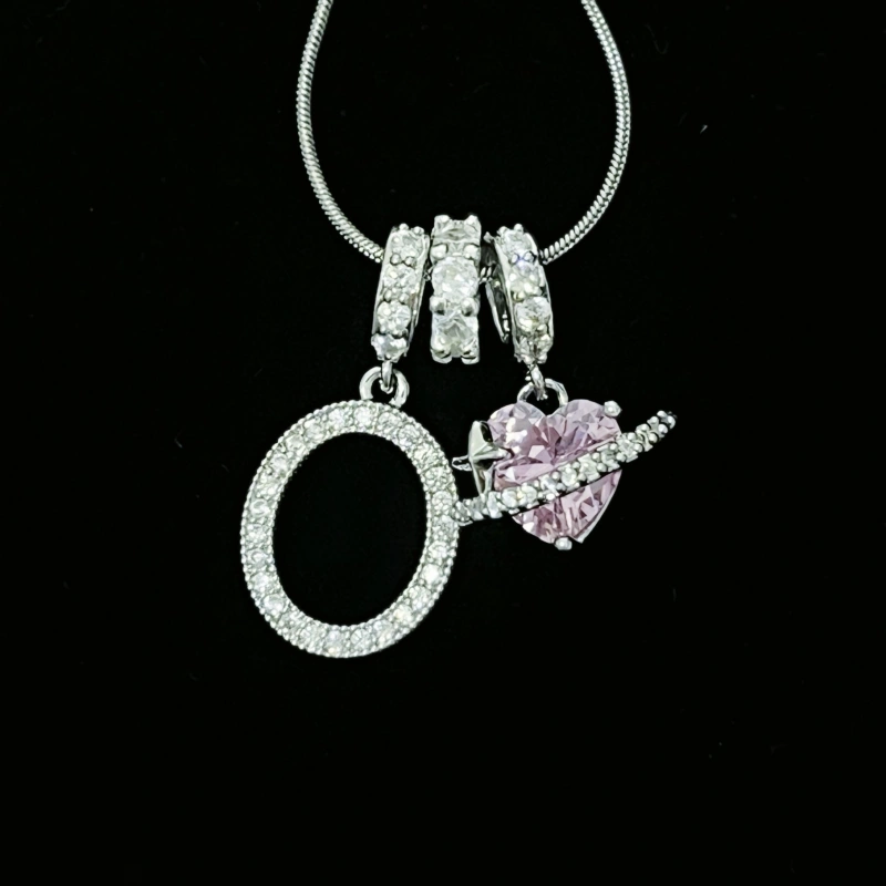 Personalized Initial Zircon Silver Necklace– Birthday Gift, Valentine's Day Gift