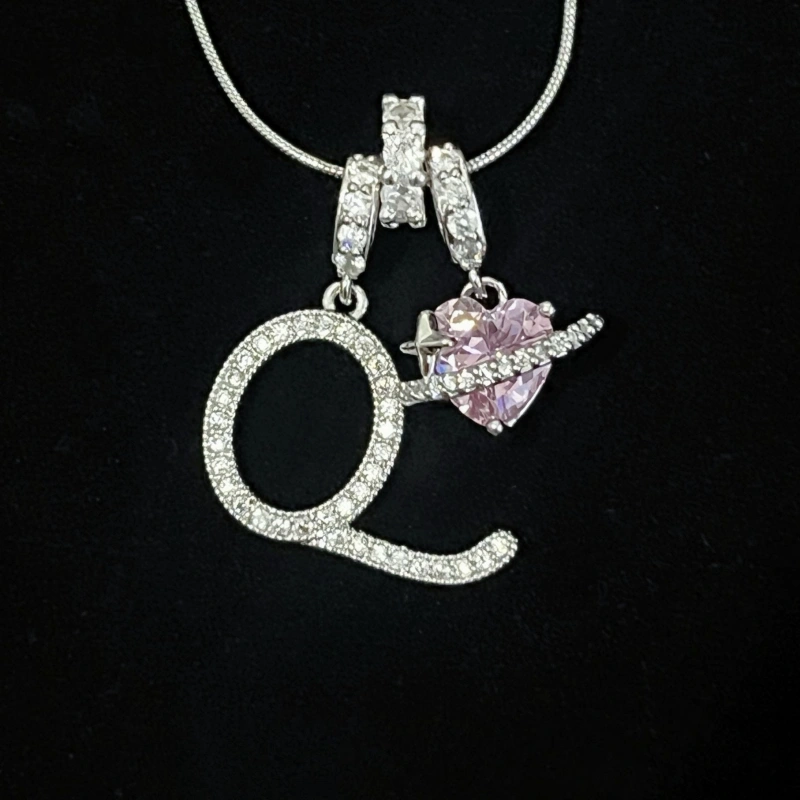 Personalized Initial Zircon Silver Necklace– Birthday Gift, Valentine's Day Gift