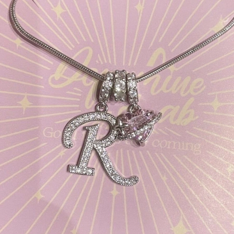 Personalized Initial Zircon Silver Necklace– Birthday Gift, Valentine's Day Gift