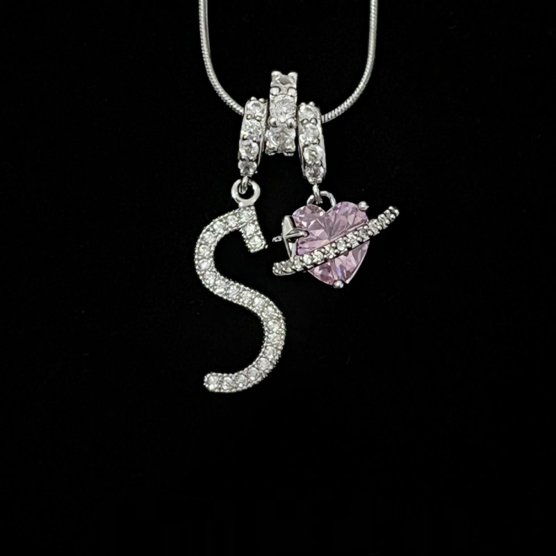 Personalized Initial Zircon Silver Necklace– Birthday Gift, Valentine's Day Gift