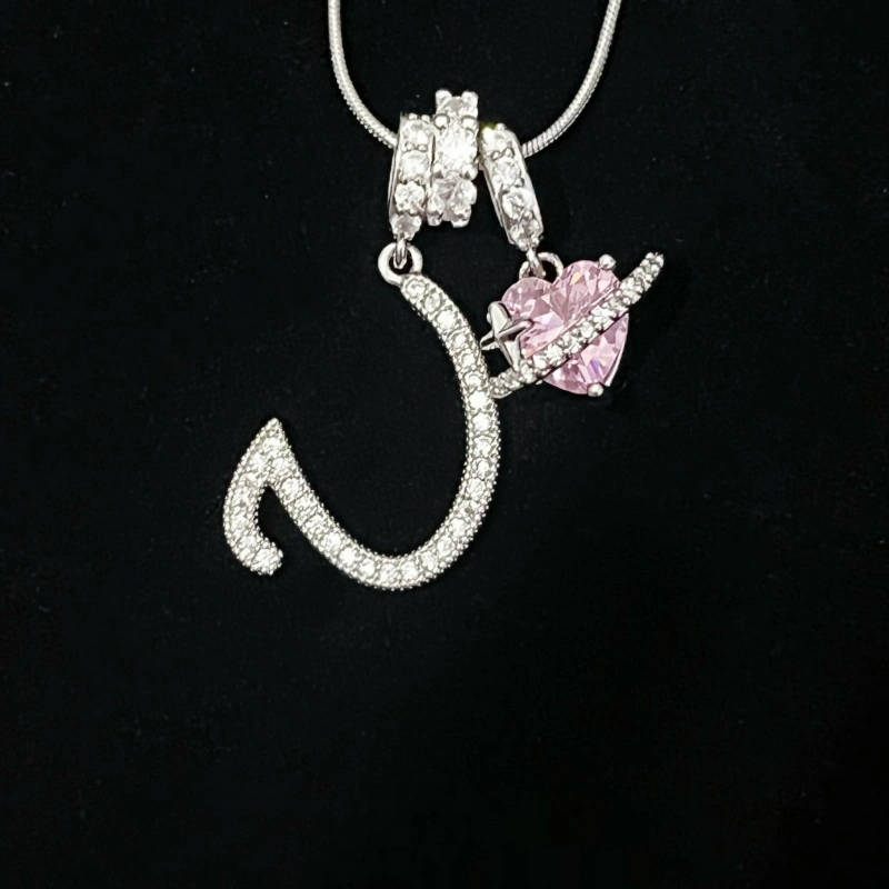 Personalized Initial Zircon Silver Necklace– Birthday Gift, Valentine's Day Gift