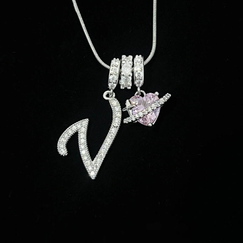 Personalized Initial Zircon Silver Necklace– Birthday Gift, Valentine's Day Gift