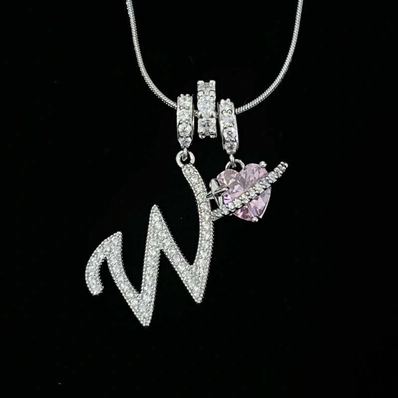 Personalized Initial Zircon Silver Necklace– Birthday Gift, Valentine's Day Gift