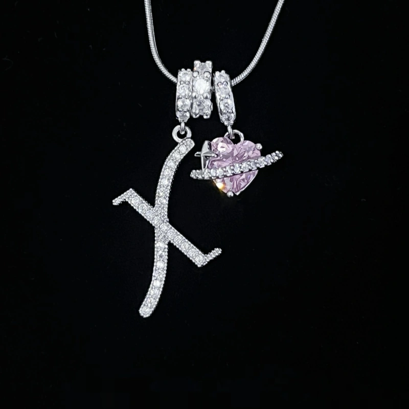 Personalized Initial Zircon Silver Necklace– Birthday Gift, Valentine's Day Gift