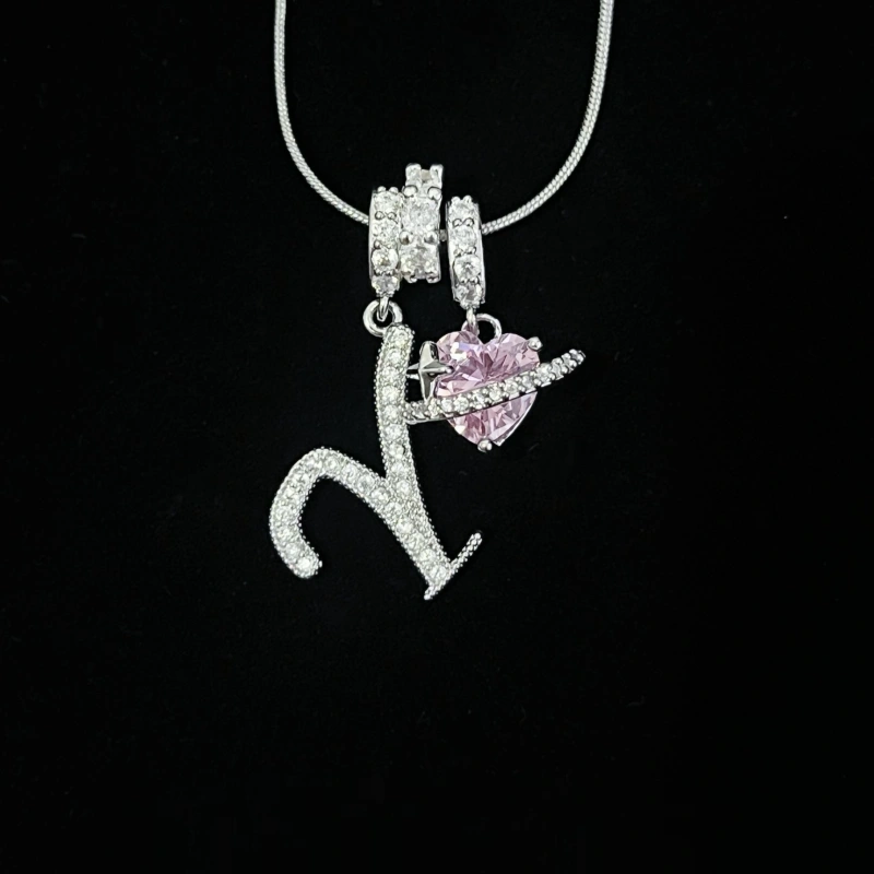 Personalized Initial Zircon Silver Necklace– Birthday Gift, Valentine's Day Gift