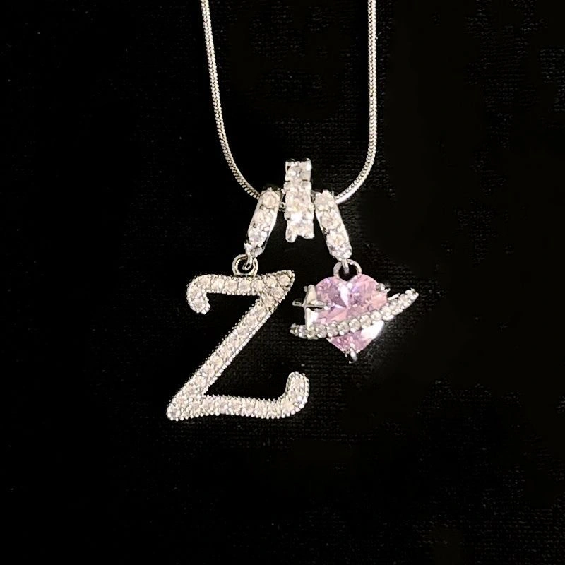 Personalized Initial Zircon Silver Necklace– Birthday Gift, Valentine's Day Gift