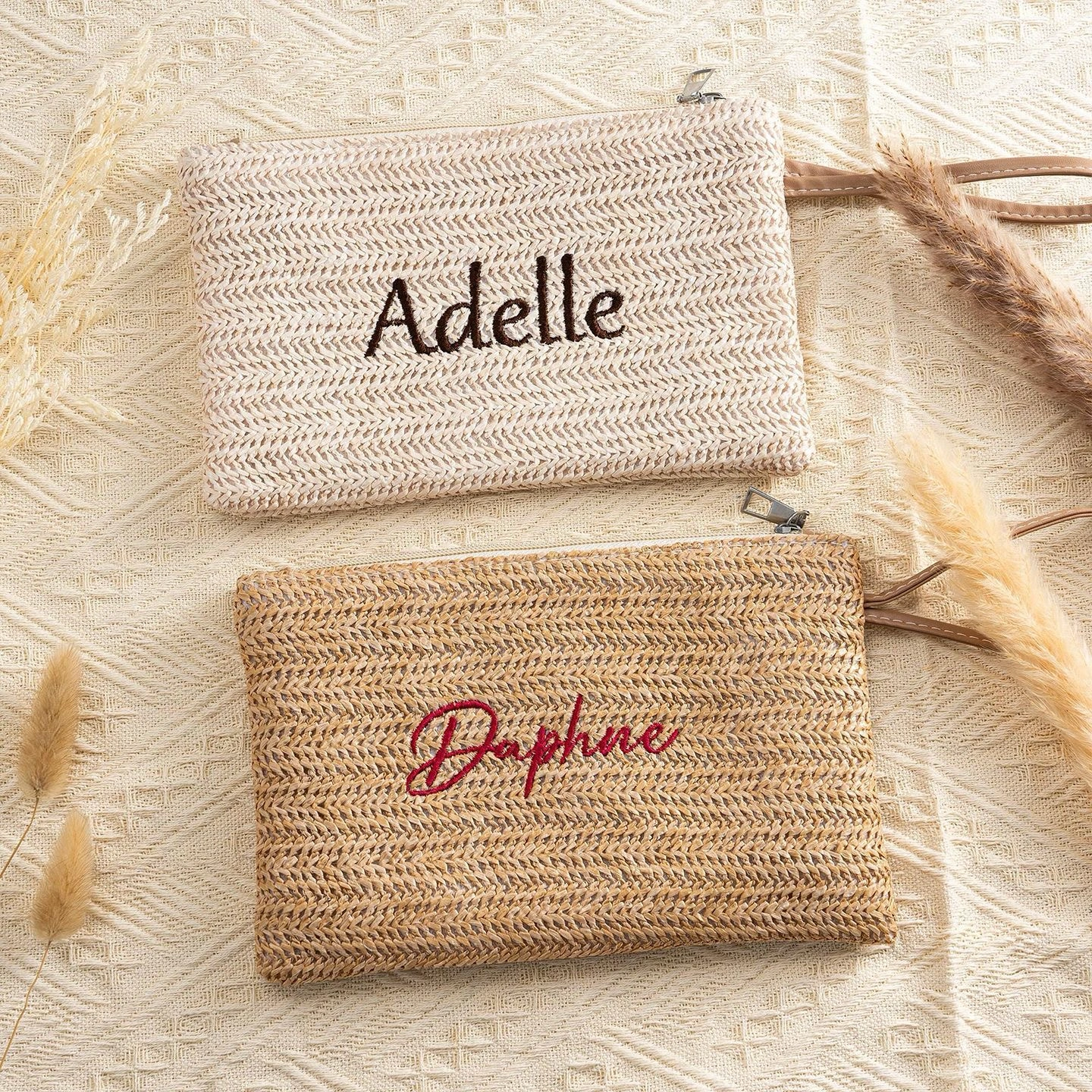 Custom Letter Straw Storage Bag