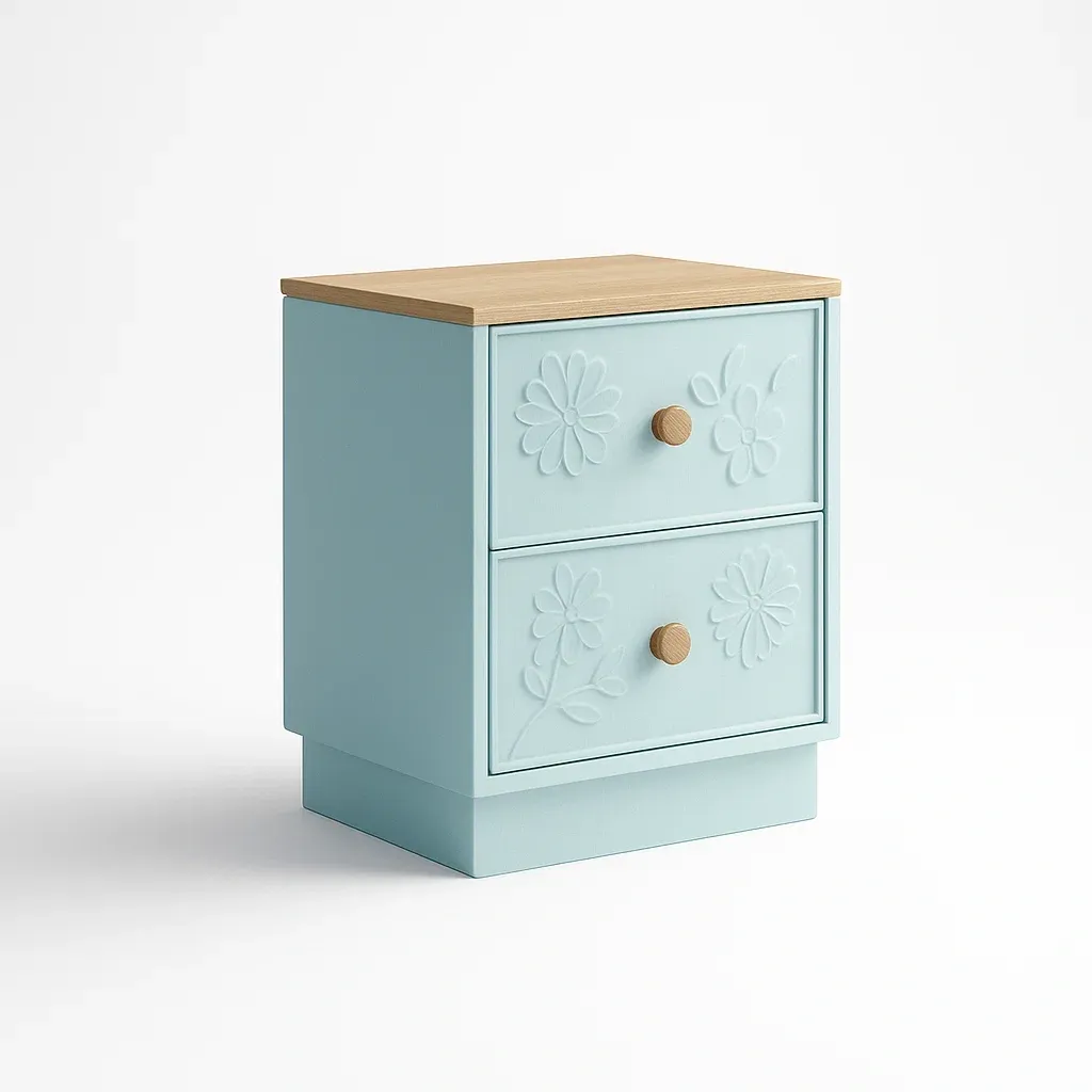 Comodini due cassetti legno MDF blu chiaro 40×30×55 cm