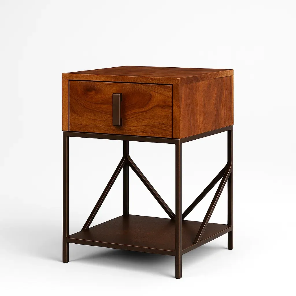 Comodini in legno con struttura in metallo 40×55×40 cm