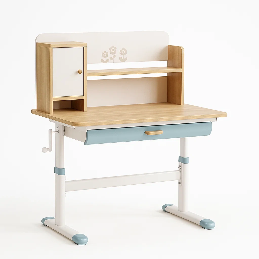Scrivanie regolabile per bambini in legno bianco e blu