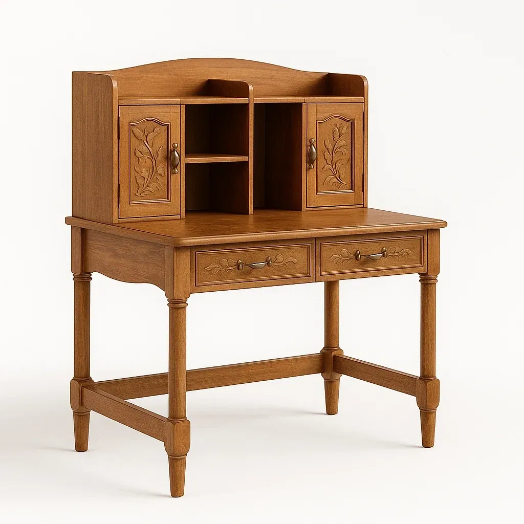 Scrivanie in legno massello decorate con due cassetti