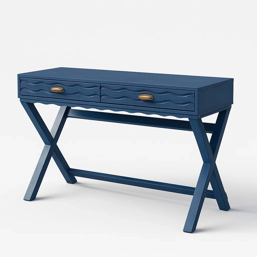 Scrivanie in legno con cassetti ondulati blu