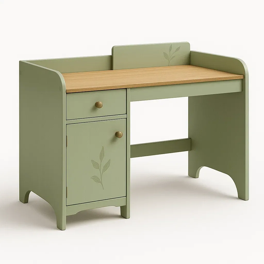 Scrivanie per bambini verde in legno e MDF con cassetto