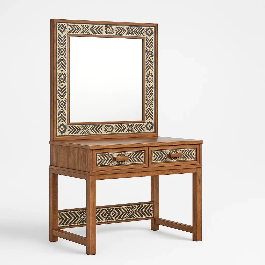 Tavoli trucco in legno con specchio decorativo e cassetti