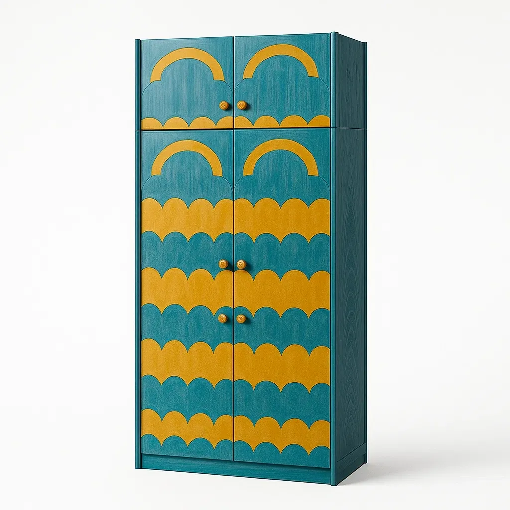 Armadi in legno multicolore con motivi ondulati 180×80×40 cm