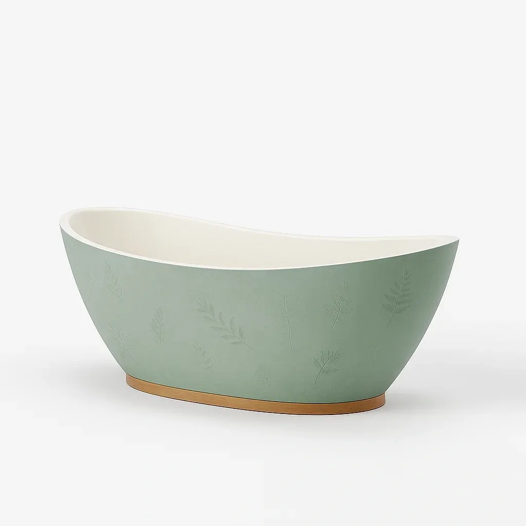 Vasche da bagno freestanding ovale in acrilico verde con motivo