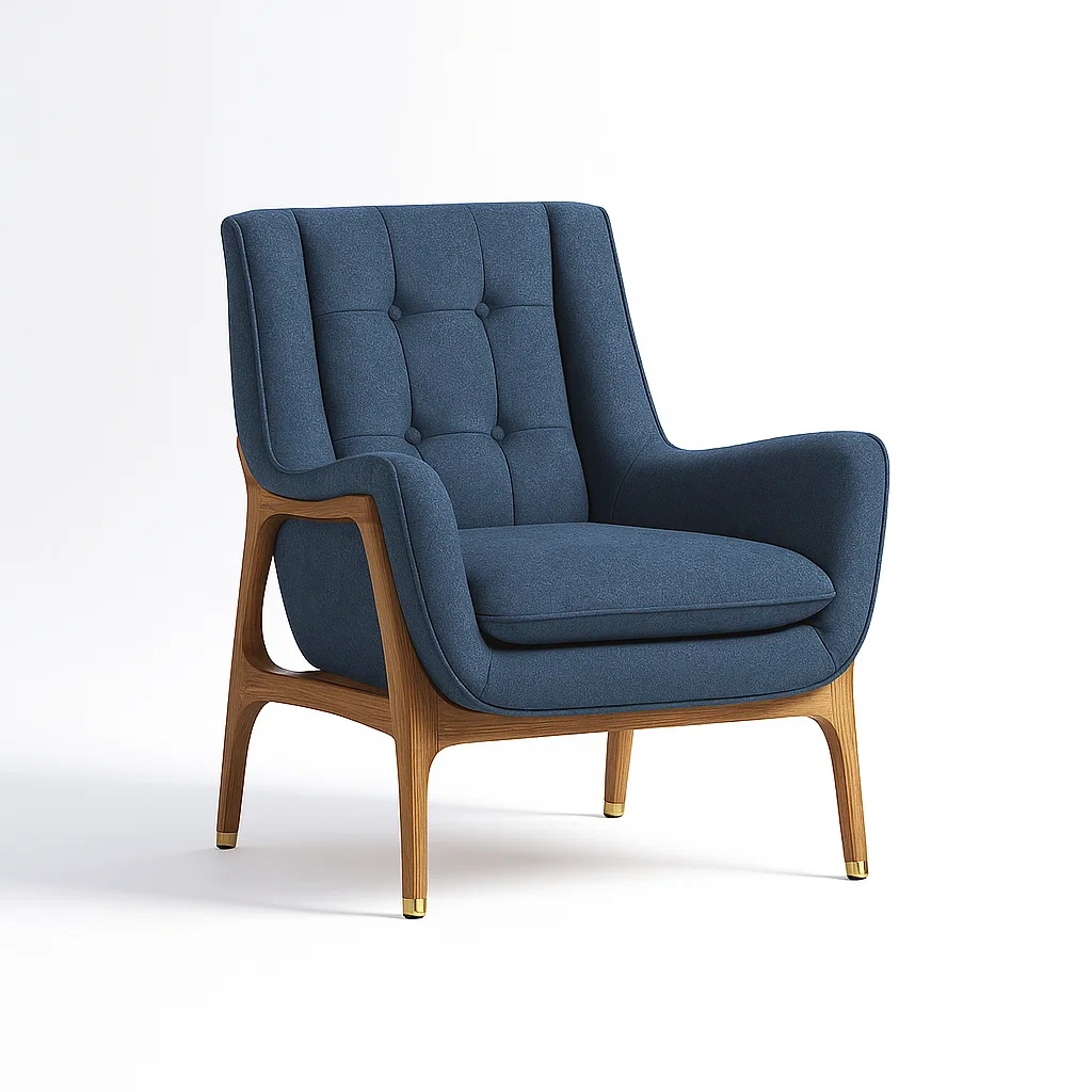 Poltrone relax in legno e tessuto blu