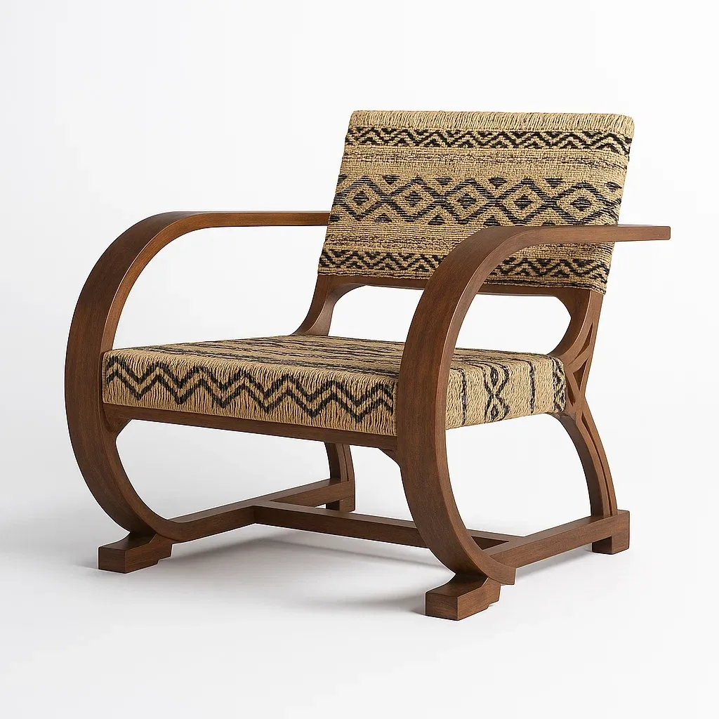 Poltrone relax in legno con rivestimento geometrico