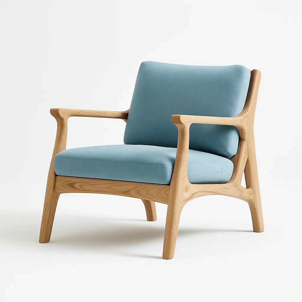 Poltrone relax in legno e tessuto azzurro