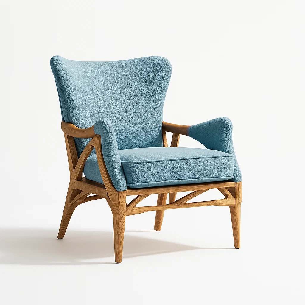 Poltrone relax in legno e cotone blu 85×90×100 cm