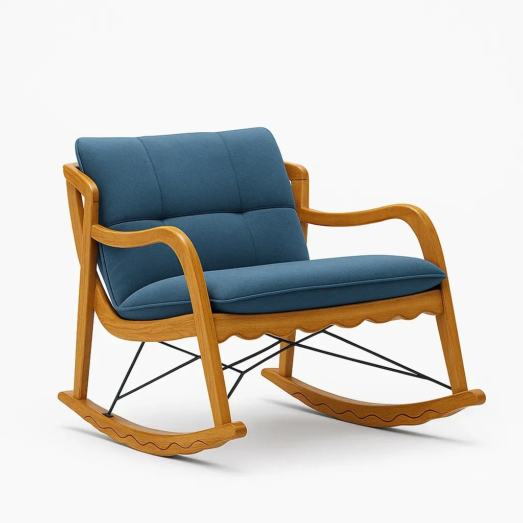 Sedie a dondolo in legno blu 95×70×85 cm