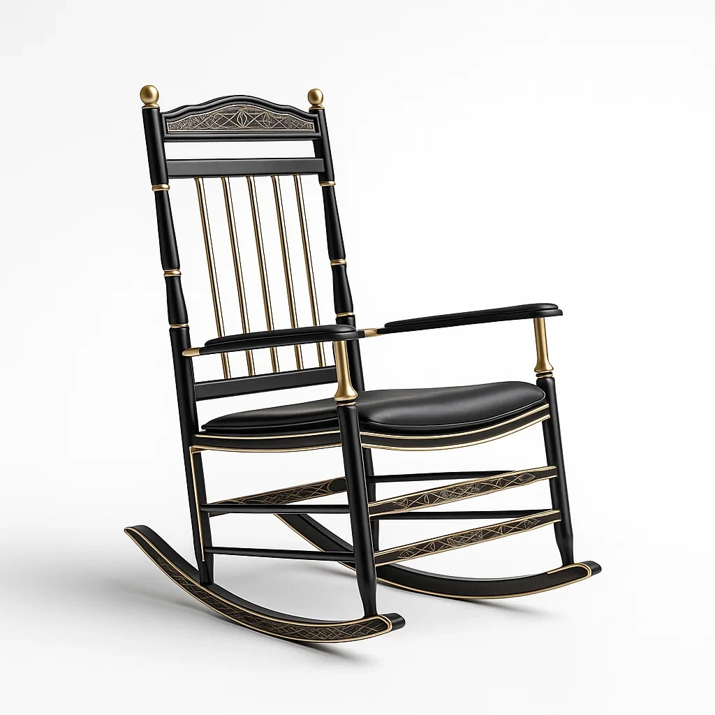 Sedie a dondolo in legno nera oro