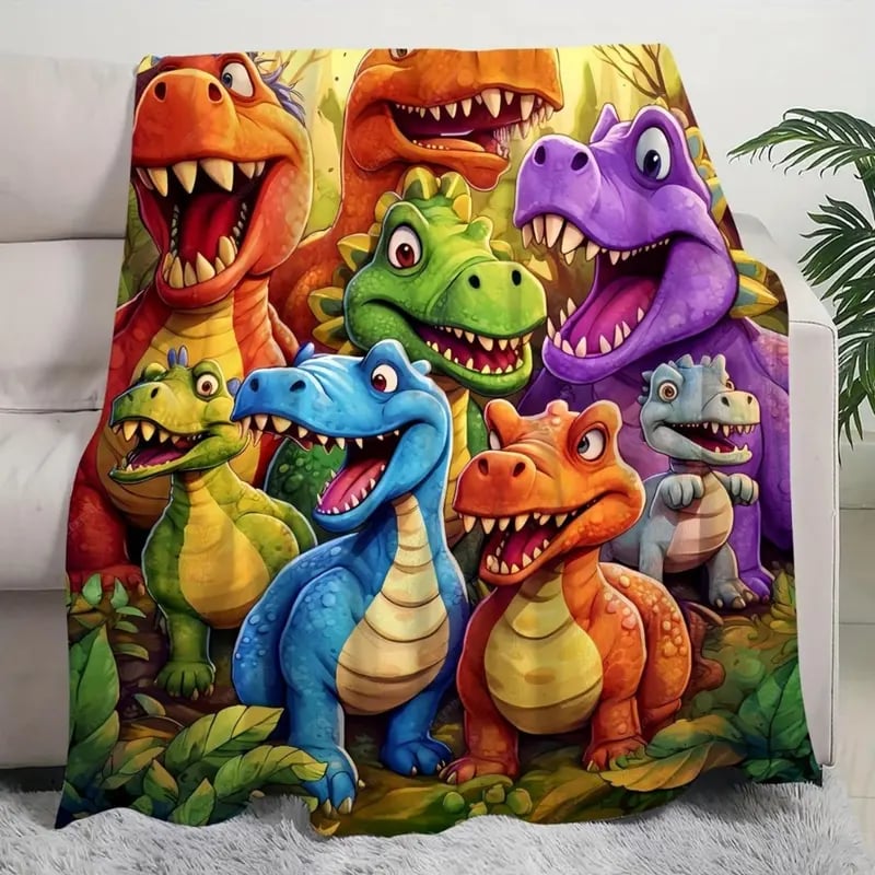 🎁Cute Smiling Dinosaurs HD Digital Print Flannel