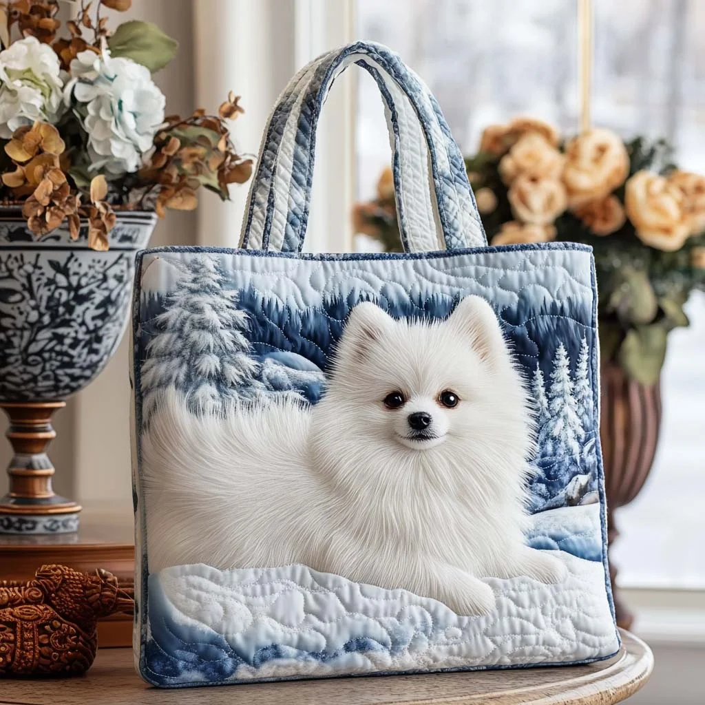 Pomeranian quilted tote bag