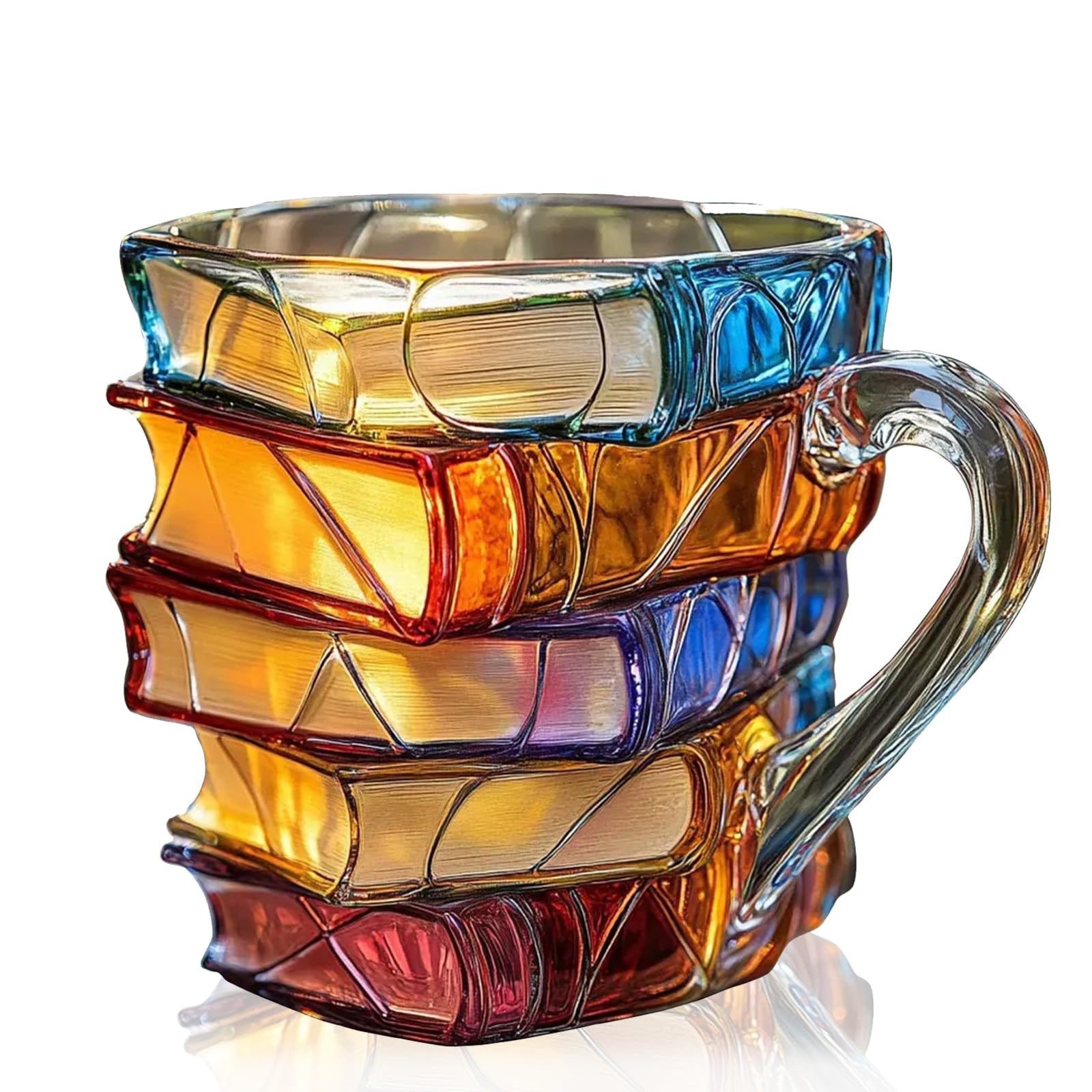 📚  3D Painted Book Mug – Unique Glass Coffee Cup for Readers & Book Lovers🍵