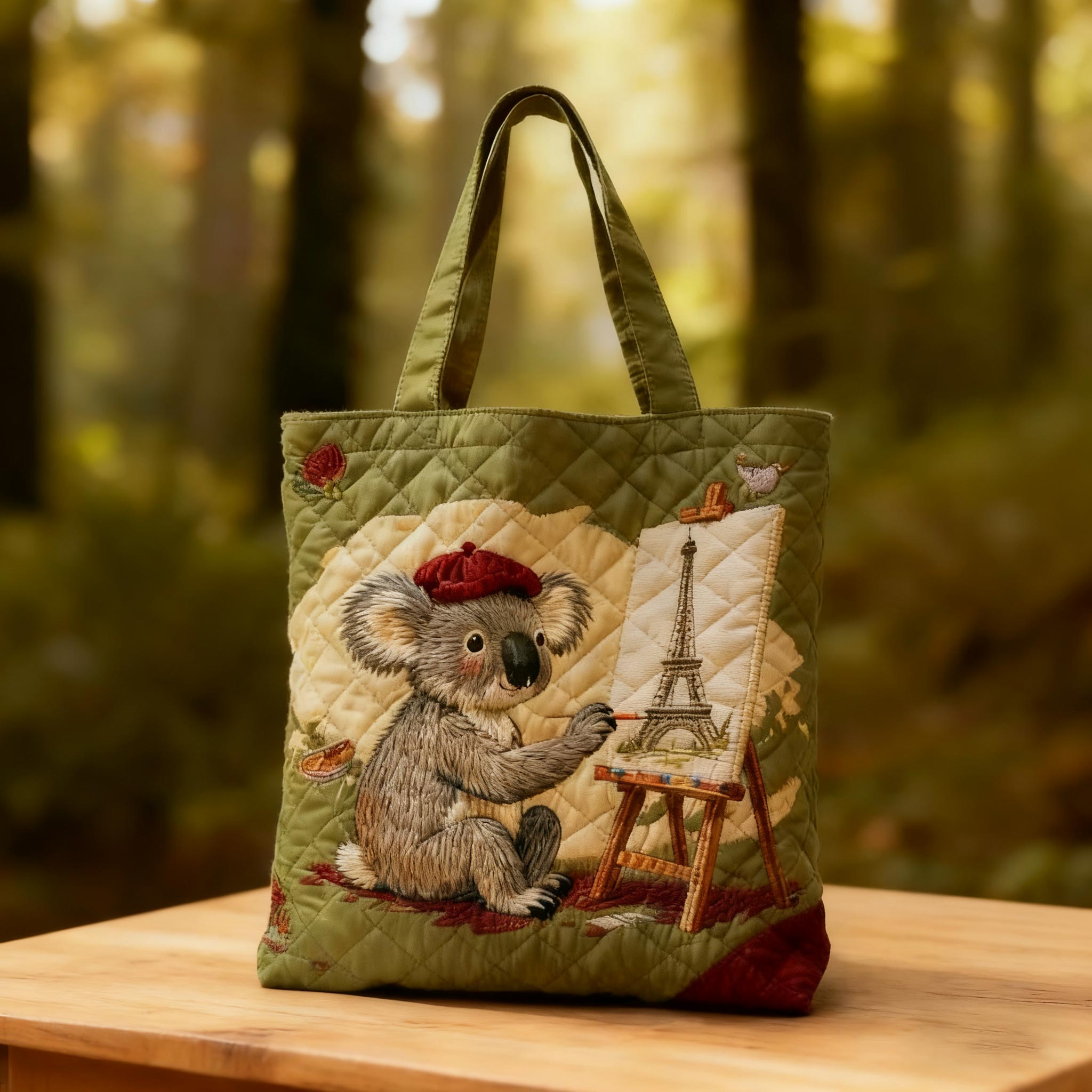 Painter Koala Quilted Tote
