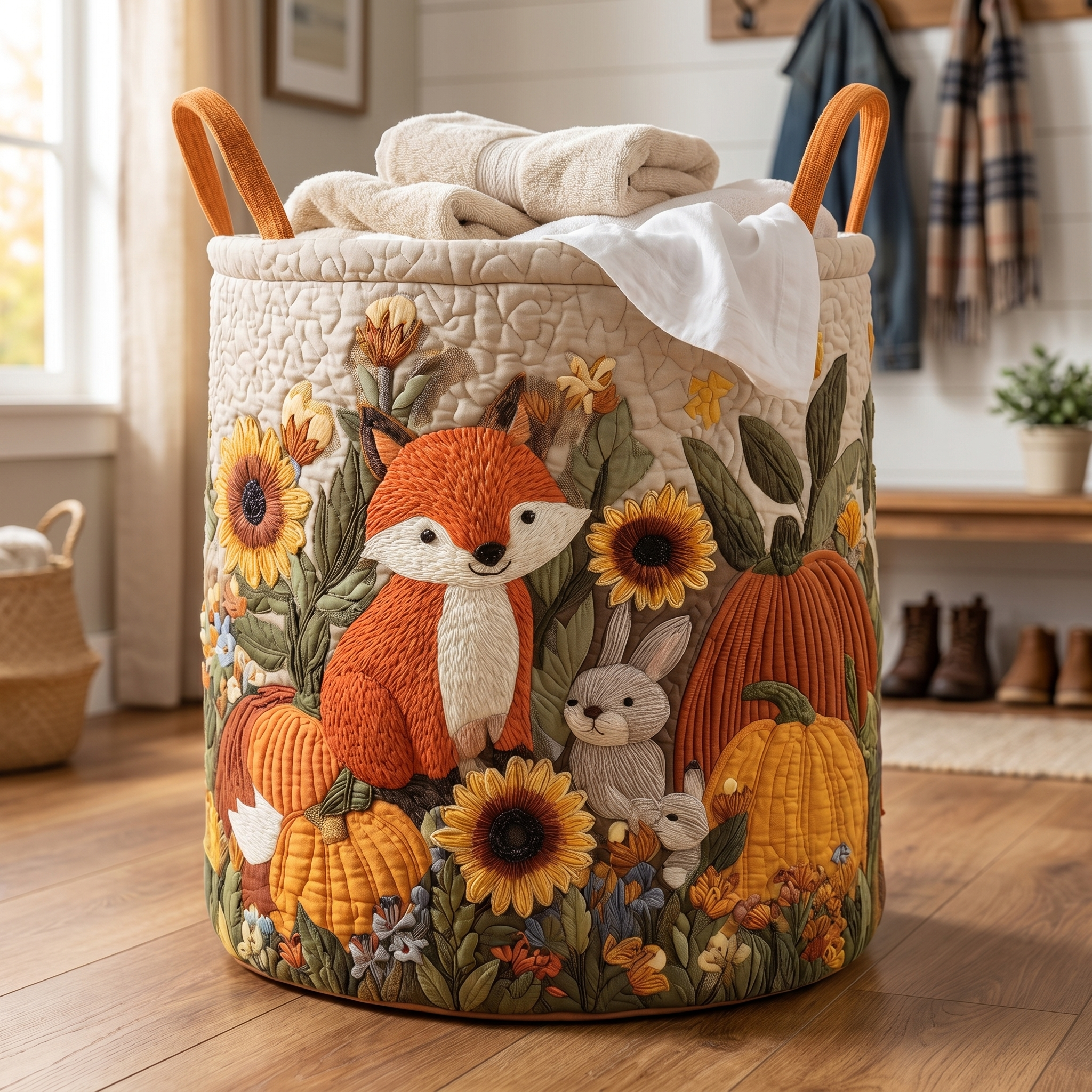 Martha's Quilted Sheep Laundry Basket