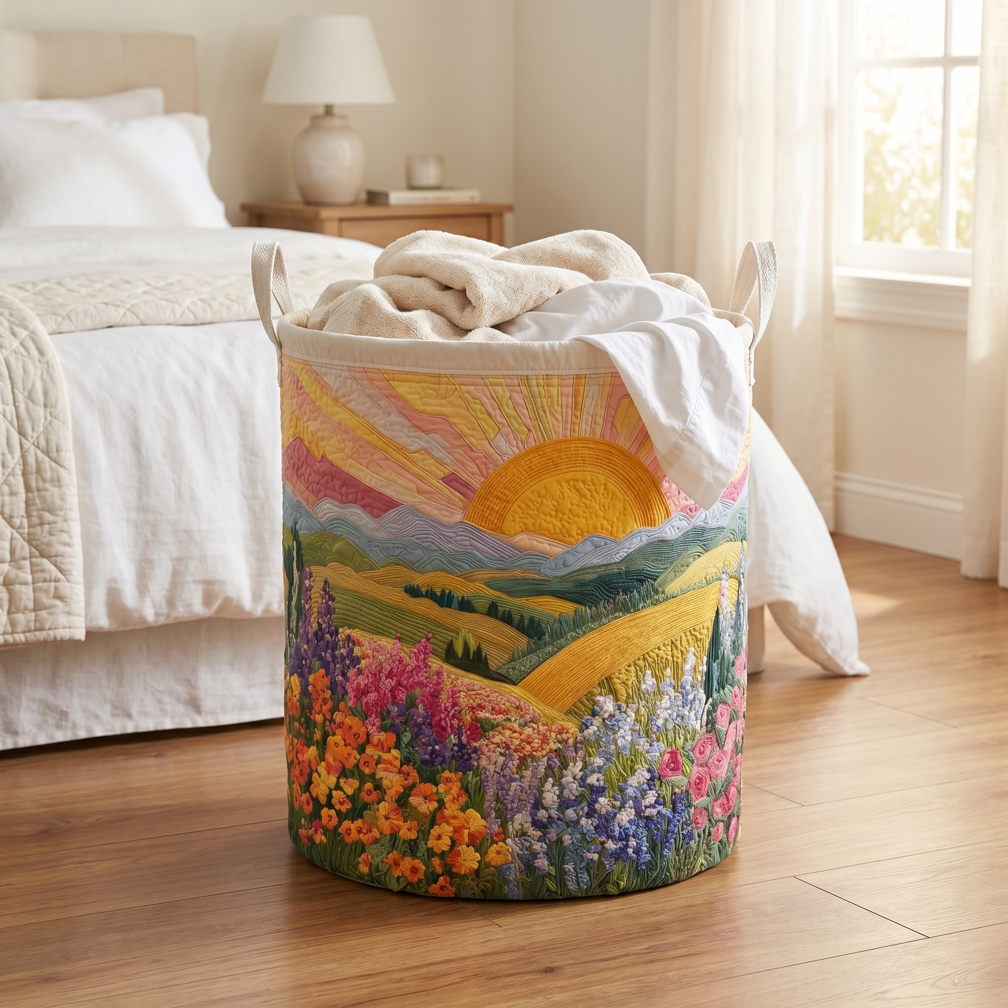 Martha's Quilted Sheep Laundry Basket