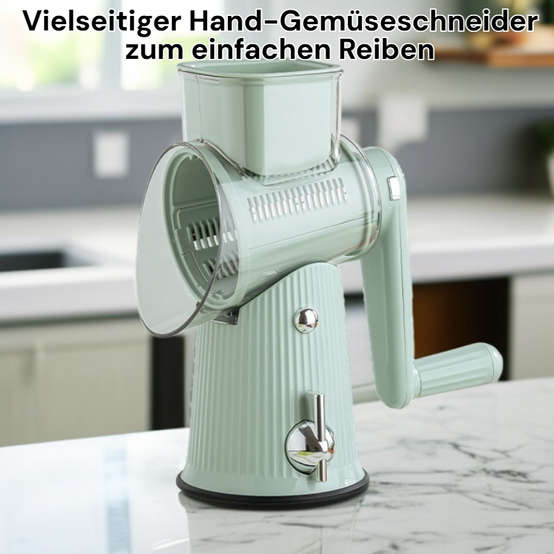 Handbetriebener Multifunktions-Gemüseschneider zum Reiben, Schneiden und Zerkleinern