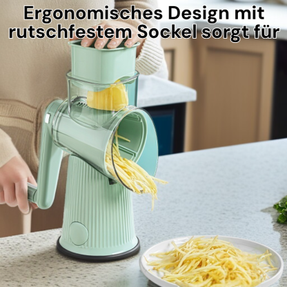 Handbetriebener Multifunktions-Gemüseschneider zum Reiben, Schneiden und Zerkleinern