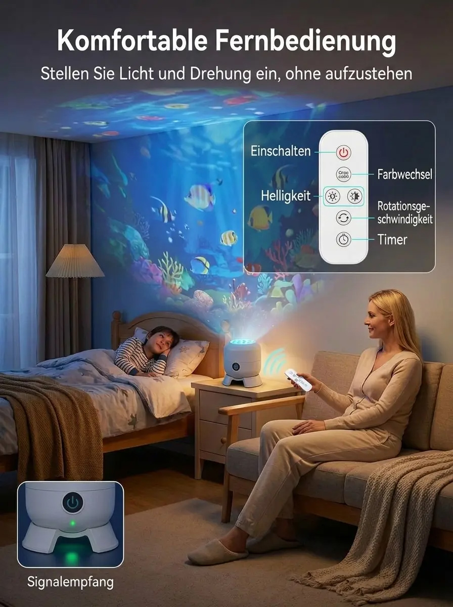 Bunte drehende Festtagsdekoration Lichter– Zauberhafte Unterwasserwelt mit Augenschutz!