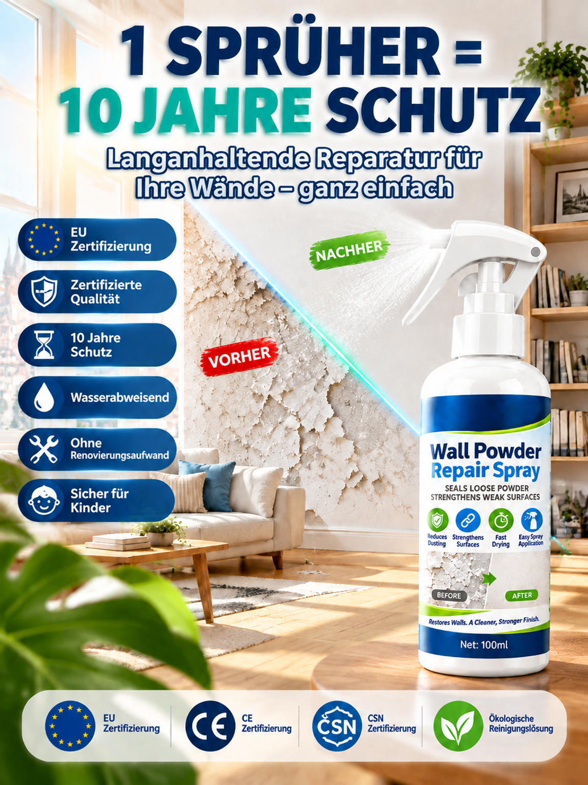 【Senken Sie enorme Arbeitskosten】Profi-Reparaturspray gegen Risse & Schimmel