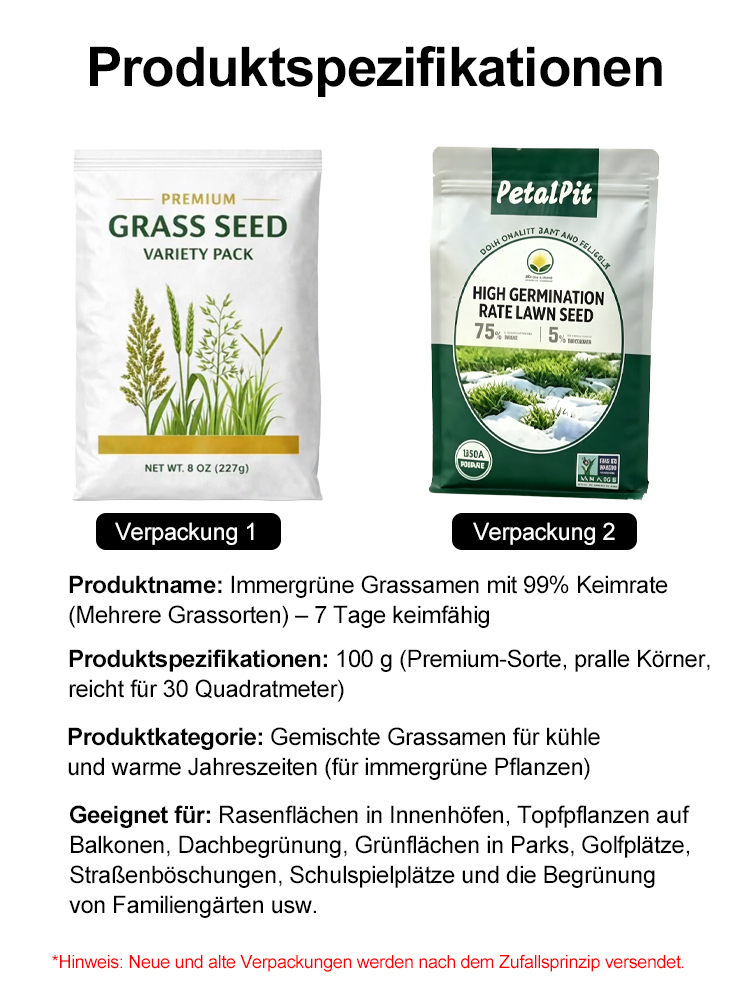 JS-[99 % Keimrate in 7 Tagen] Grassamen verschiedener Sorten.Üppiges Grün das ganze Jahr über