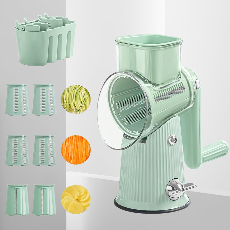 Handbetriebener Multifunktions-Gemüseschneider zum Reiben, Schneiden und Zerkleinern