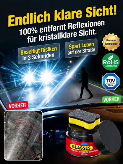 Autoglas-Kratzer-Reparaturpolitur – In 3 Sekunden sind Kratzer verschwunden! 100 % Blendschutz für maximale Sicherheit bei Nachtfahrten!