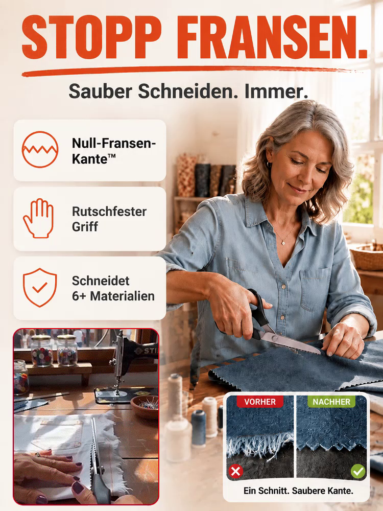 【Automatische Kantenversiegelung】Multifunktionale Zickzack-Schere | Kein Ausfransen | Heute 50% Rabatt